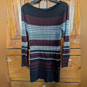 Striped Knit Dress - Black, Gray, Burgundy